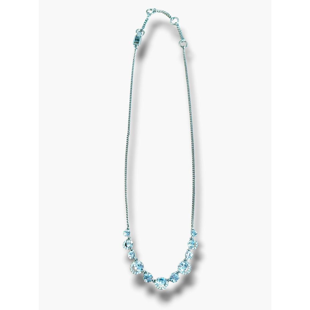 Givenchy Rhodium Plated Sparkling Bezel Set Clear AB Crystals Frontal Necklace